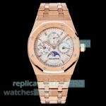 Swiss Replica MK Factory Audemars Piguet Royal Oak 38mm Rose Gold Watch with White Dial 